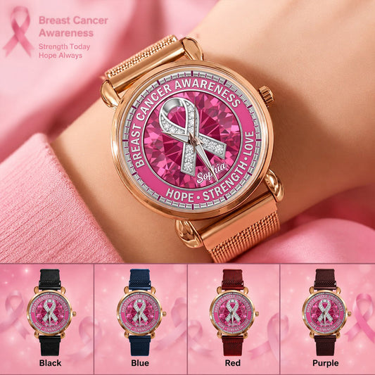 Personalized Breast Cancer Awareness Mesh Strap Quartz Watch UKNT6060401