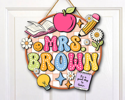 Personalized Teacher Door Sign, Classroom Welcome Door Sign, Back to School Gift, 1st Day of School Decor UKTD6080702