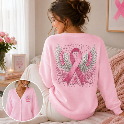 Custom Breast Cancer Knitted Cardigan UKTO5300902