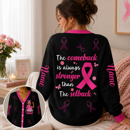 Custom Breast Cancer Knitted Cardigan UKTO5101002