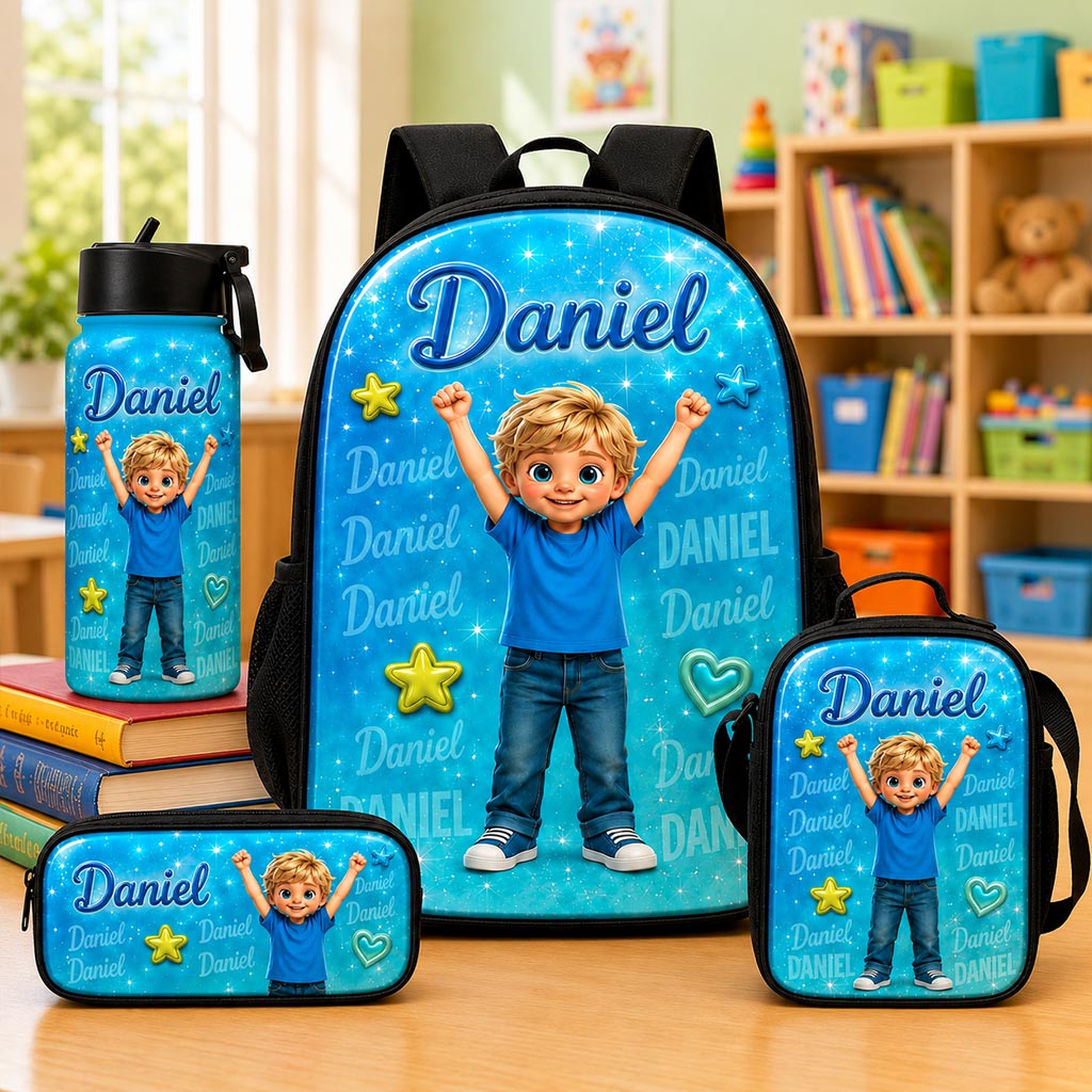 Personalized Kids Backpack with Custom Photo & Name, Back to School Backpack for Boys Girls, Custom Portrait School Bag QFHA6130802