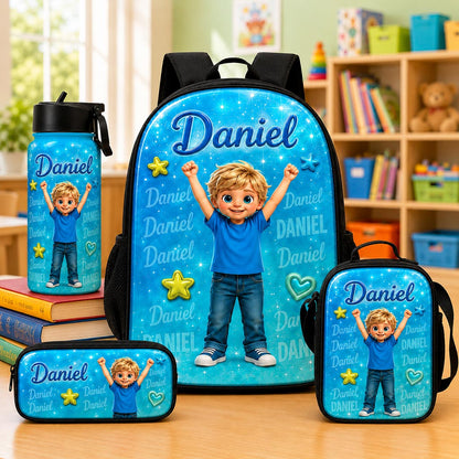 Personalized Kids Backpack with Custom Photo & Name, Back to School Backpack for Boys Girls, Custom Portrait School Bag QFHA6130802