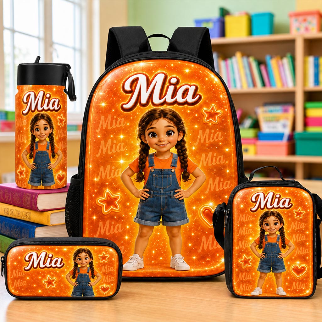 Personalized Kids Backpack with Custom Photo & Name, Back to School Backpack for Boys Girls, Custom Portrait School Bag QFHA6130802