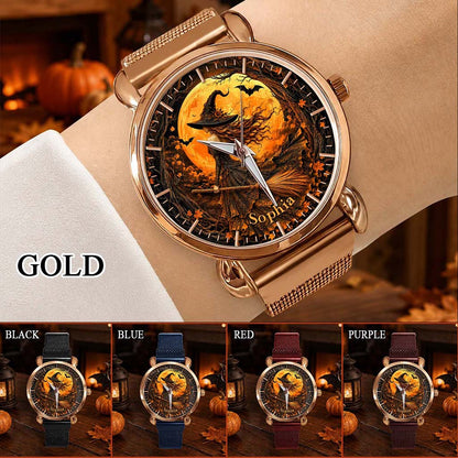 Custom Witch Black Cat Halloween  Watch For Woman UKHM6140802