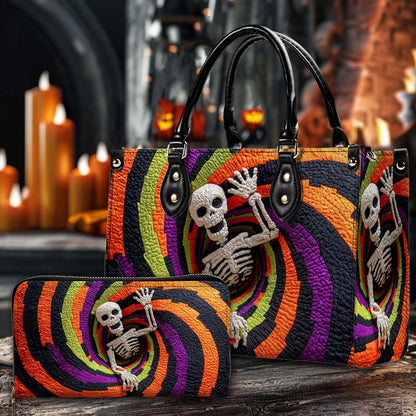 Personalized 3D Effect Printed Ghost Halloween Pu Leather Handbag QFHM5230907