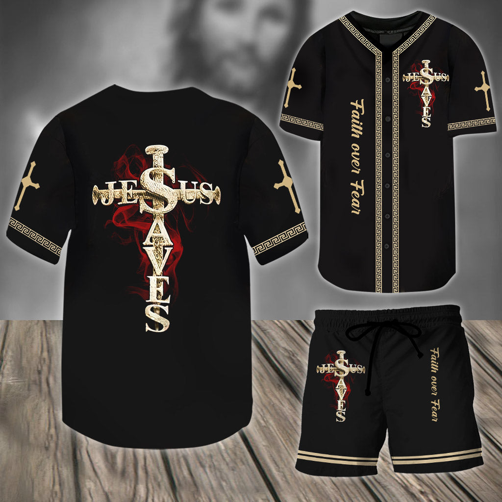 Jesus Saved My Life, Faith Over Fear, Jesus Baseball Jersey UKHA230302