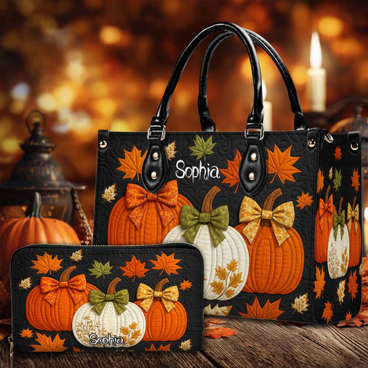 Custom Pumpkin Halloween Leather PU Handbag UKHM5290805
