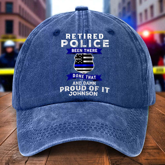 Personalized Retired Police Distressed Washed Cotton Printed Hat UKTD5070501