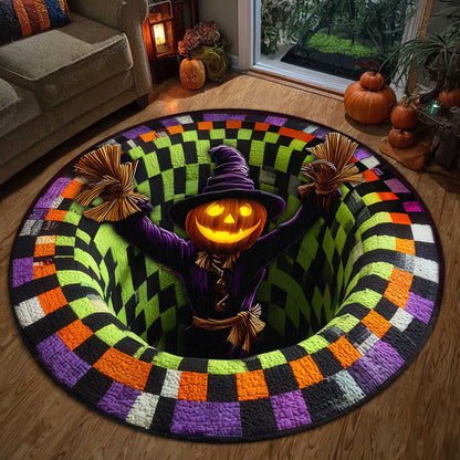 Creepy Scarecrow Halloween 3D Printed Rug, Halloween Round Mat UKND5170902