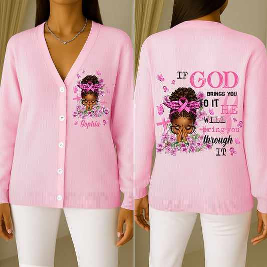 Custom Breast Cancer Knitted Cardigan UKTO5081004