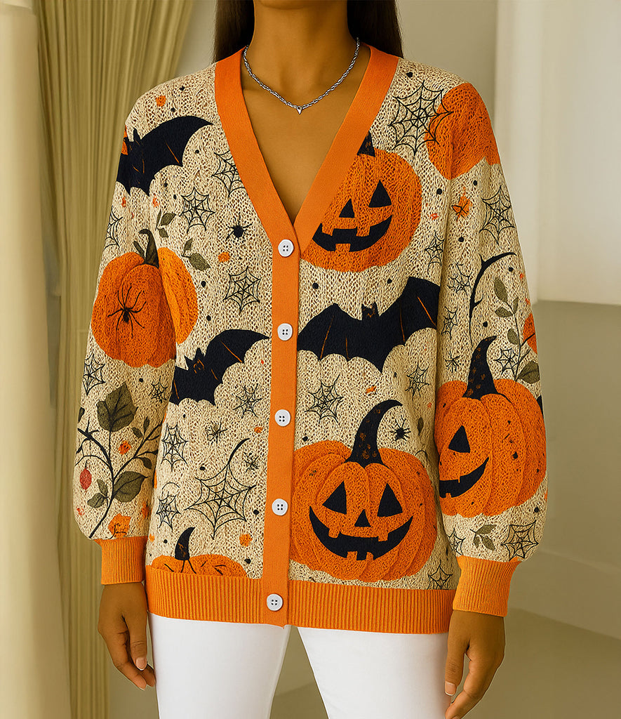 Pumpkin Halloween Knitted Cardigan UKTO5031001