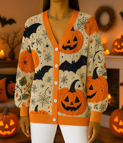 Pumpkin Halloween Knitted Cardigan UKTO5031001