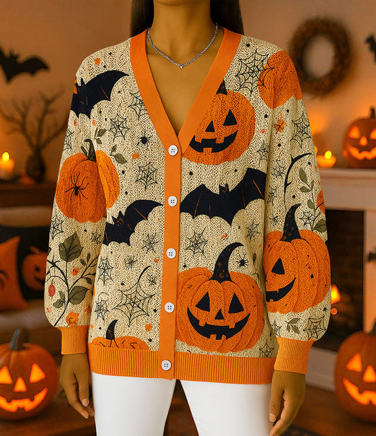 Pumpkin Halloween Knitted Cardigan UKTO5031001